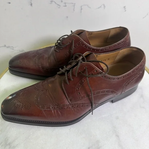 Magnanni Brown Leather Brogue Oxfords - Picture 3 of 5